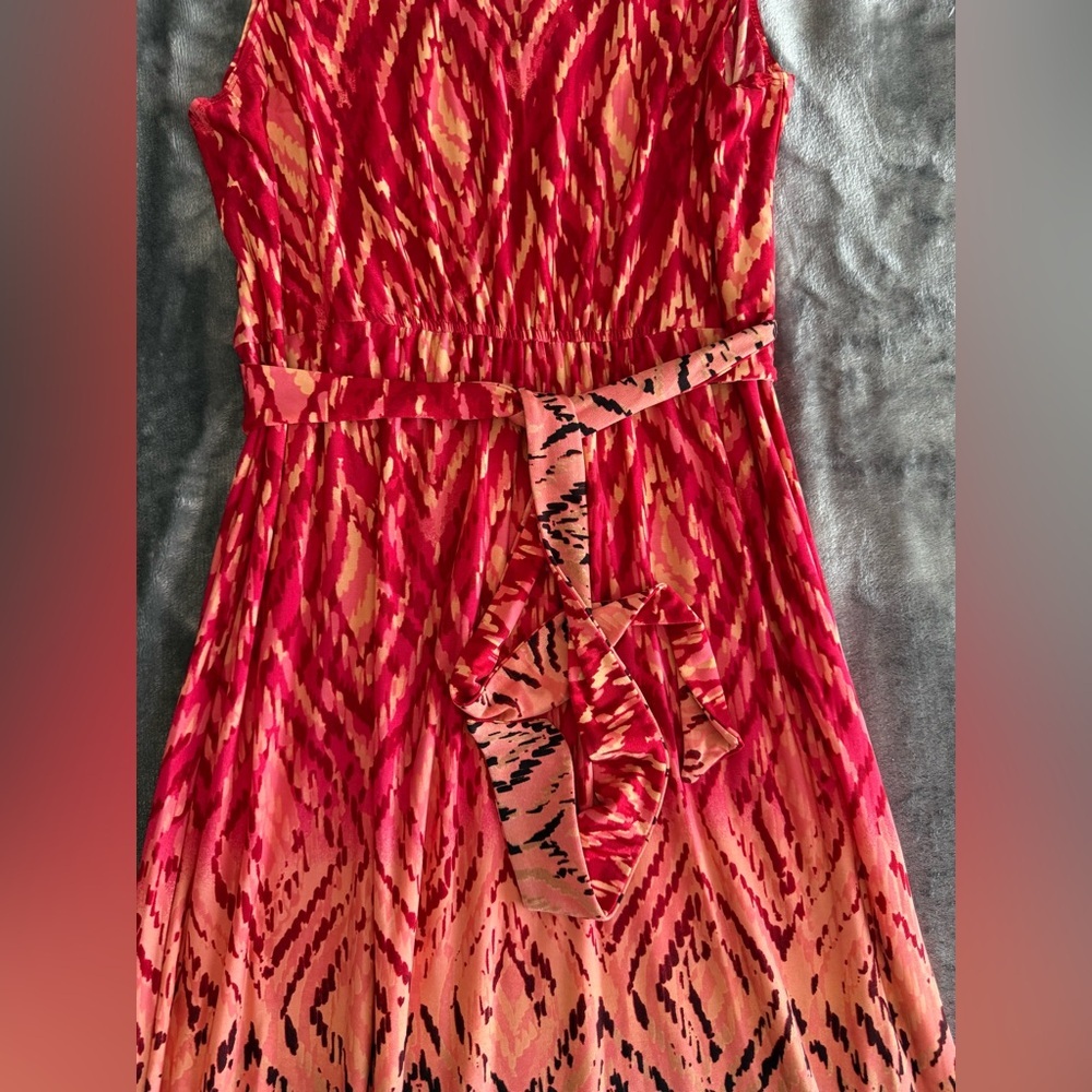 Vintage Robbie Bee Maxi Sundress Size M Red Multi Embellished Sleeveless V-Neck - Picture 10 of 10